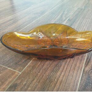 Vintage Indiana Amber Glass Candy Dish 10"x5"